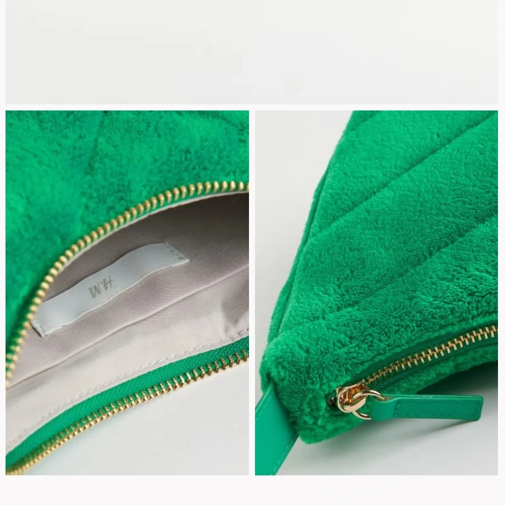 H&M GREEN Fuzzy Faux Fur 2022 Shoulder Purse Brand New without tags - Picture 5 of 7